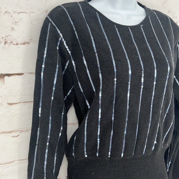 ✨VINTAGE✨J. TIKTINER Cote de Azur SEQUIN KNIT SWEATER, SIZE S - Picture 4 of 11